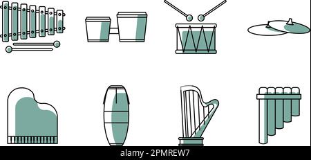 Set of different musical instrument icons Vector Stock Vector
