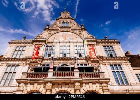 Royal Dutch Theatre, home of NTGent, a European city theatre based in Ghent. Classic theatre in the city centre. Ghent, East Flanders, Flemish Region, Stock Photo