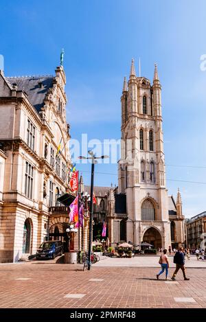 Sint-Baafsplein,Sint Baafsplein, heart of the city, Stately Civic Theatre , St Bavo’s square, Ghent, East Flanders, Flemish Region, Belgium, E Stock Photo