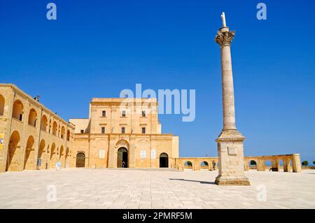 Marian Column, Monument, Basilica De Finibus Terrae, Basilica, Santa Maria di Leuca, Leuca, Province of Lecce, Puglia, Italy Stock Photo