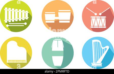 Set of different musical instrument icons Vector Stock Vector