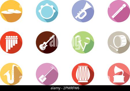 Set of different musical instrument icons Vector Stock Vector