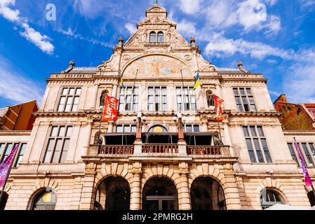 Royal Dutch Theatre, home of NTGent, a European city theatre based in Ghent. Classic theatre in the city centre. Ghent, East Flanders, Flemish Region, Stock Photo