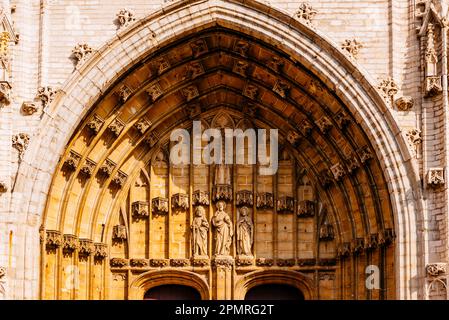 Portal on the west facade. Saint Bavo's Cathedral. Ghent, East Flanders, Flemish Region, Belgium, Europe Stock Photo