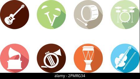 Set of different musical instrument icons Vector Stock Vector Image ...