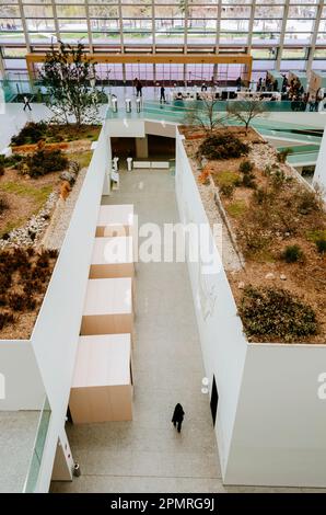 The interior landscaping project recreates the scenery of the Sierra de Atapuerca. Museum of Human Evolution - Museo de la Evolución Humana - MEH. The Stock Photo