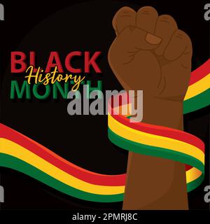 Black history month colored poster afro american hand with flag Vector Stock Vector