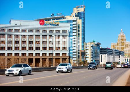 Astana (Nur-Sultan), Kazakhstan - April 2, 2023: Road Traffic In Kabanbay Batyr street In Astana Stock Photo