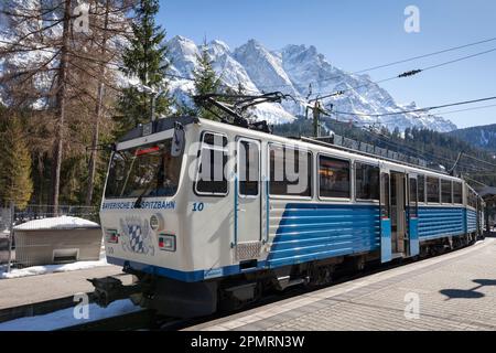 Bayerische Zugspitzbahn, Eibsee lake station, Grainau, Werdenfelser Land, Upper Bavaria, Bavaria, Germany Stock Photo