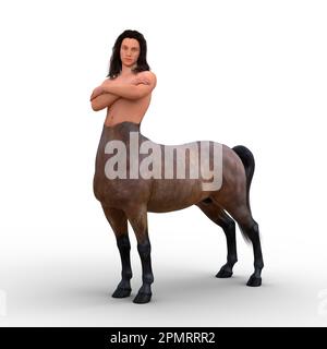 3D illustration of a centaur half man, half horse creature from Greek