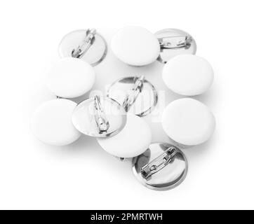 Blank badges isolated on white background Stock Photo - Alamy