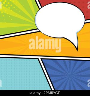 Colored comic page with halftone effect and comic bubbles Vector Stock Vector