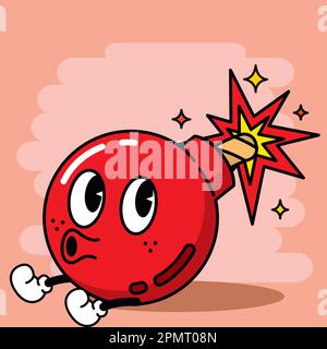 Isolated colored happy bomb traditional cartoon character Vector Stock Vector