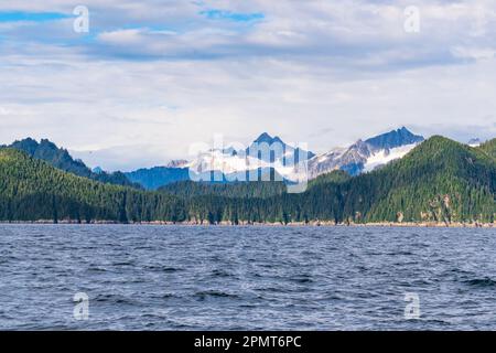 Mountains along the rugged coastline of Resurrection Bay near Seward, Alaska Stock Photo