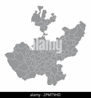 Jalisco administrative map isolated on white background, Mexico Stock Vector