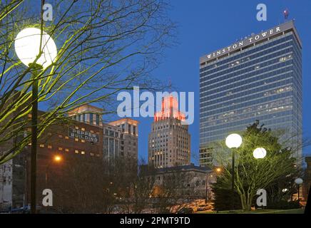 Winston-Salem, North Carolina, NC, skyline, at dusk Stock Photo