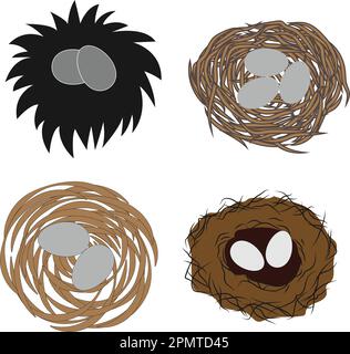 Eggs nest graphic black white isolated sketch illustration vector Stock ...