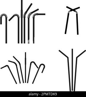 bendy straw clipart black and white