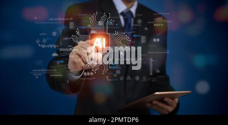 AI Learning and Artificial intelligence Machine Learning Business Internet modern Technology and networking Concept. Stock Photo
