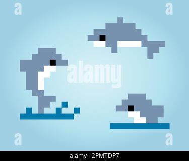 vector pixel art cat dolphin isolated cartoon Stock Vector Image & Art -  Alamy