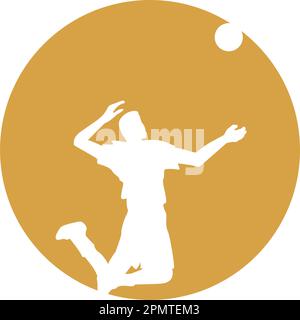 male volleyball player icon doing smash Stock Vector