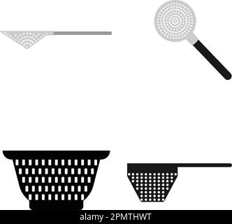 Colander Icon, Kitchen Cullender Utensil Icon Vector Art Illustration Stock Vector