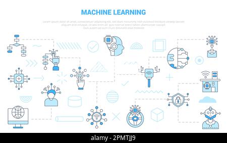 algorithm concept with icon set template banner with modern blue color ...