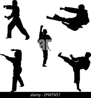 icon of man doing taekwondo kick vector illustration design Stock Vector