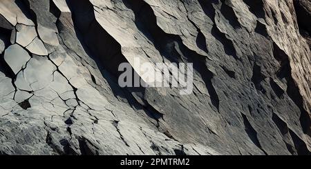 Cracks on the rock, close up, uneven surface of the mountain Stock Photo