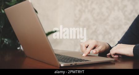 Business woman use computers to work at home innovation Stock Photo