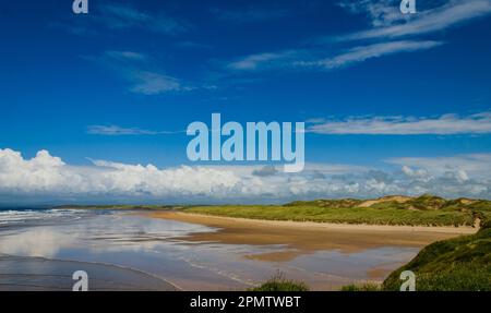 Beautiful beach with sand dunes at Bundoran County Donegal Ireland a popular place with surfers when the weather is right Stock Photo