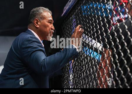 Las Vegas, NV, USA. 14th Apr, 2023. PFL's Ray Sefo ringside during the PFL 3 Regular Season Fight Night at The Theater inside the Virgin Hotel on April 14, 2023 in Las Vegas, NV. Christopher Trim/CSM/Alamy Live News Stock Photo