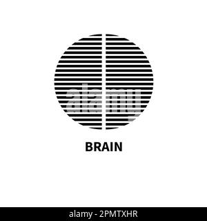 Brain minimal logo, brain hemispheres, scan, mri icon. Neurosurgery clinic logotype Stock Vector