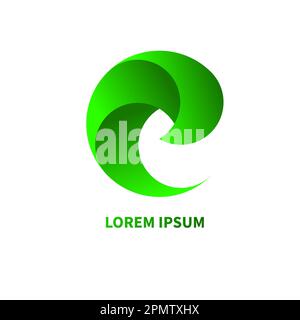 Green eco logo, gradient abstract geometric curl. Eco icon Stock Vector