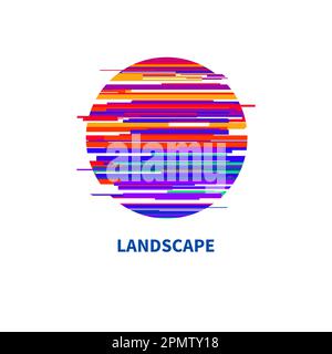 Sunset, sun and sea linear logo, sunrise line summer icon. Beach,  round vector travel illustration Stock Vector