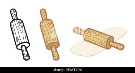 Rolling Pin dough vector bakery cooking illustration wallpaper background Stock Vector