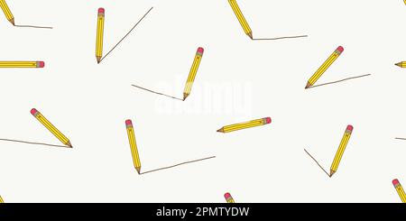 Pencil seamless pattern pen vector isolated wallpaper background illustration cartoon Stock Vector