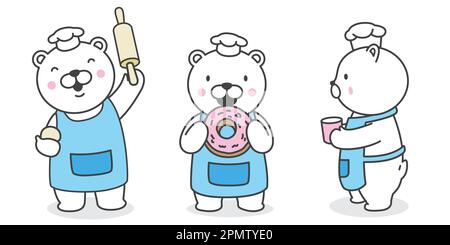 Bear vector Polar Bear icon logo cooking chef bakery illustration character cartoon Stock Vector