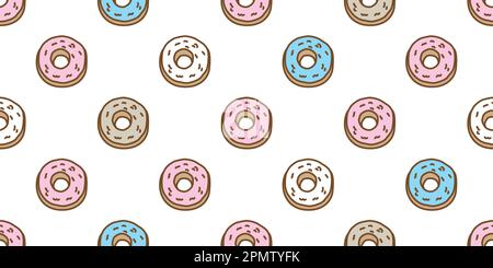 Donuts Seamless Pattern vector cake isolated background wallpaper doodle Stock Vector