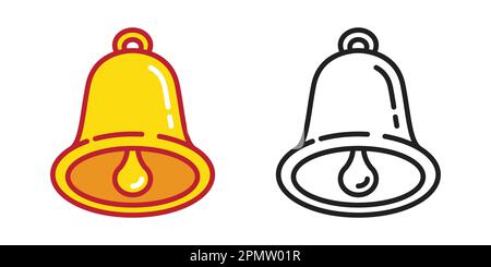 Bell vector icon illustration logo Gold ringing cartoon character Stock Vector