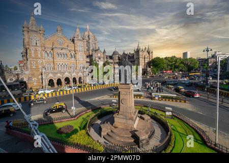 Chhatrapati Shivaji Terminus, also known as CST, is a historic railway station located in Mumbai, India. It was originally known as Victoria Terminus. Stock Photo
