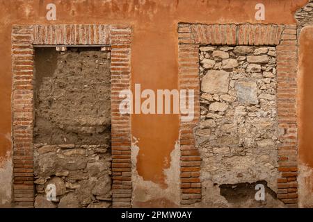 A nice old brick wall in Mexican Pueblo Magico style Stock Photo