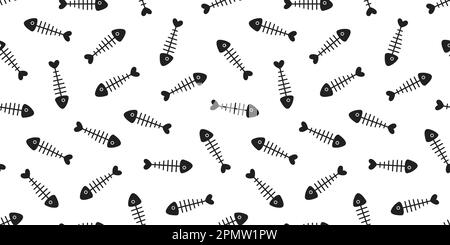fish bone seamless pattern vector shark fin isolated background wallpaper Stock Vector