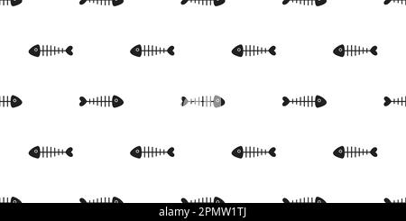 fish bone seamless pattern vector shark fin isolated wallpaper background Stock Vector