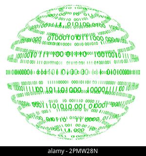 Digital world background. Sequence of zero and one concept of global connection between people, social networks, and infotmatic devices  - 3D Illustra Stock Photo