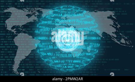 Digital world background. Sequence of zero and one concept of global connection between people, social networks, and infotmatic devices  - 3D Illustra Stock Photo