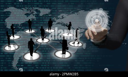 Digital world background. Sequence of zero and one concept of global connection between people, social networks, and infotmatic devices  - 3D Illustra Stock Photo