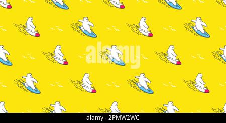 bear seamless Polar Bear vector pattern isolated surf ocean wave cartoon illustration doodle wallpaper background Stock Vector