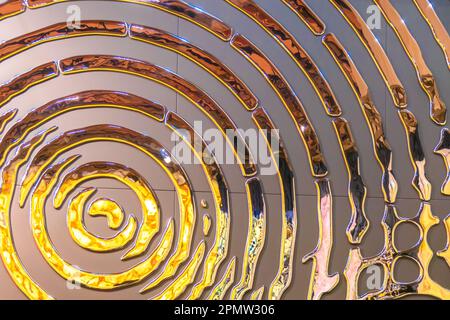 Golden concentric rings. Decorative finishing material Stock Photo