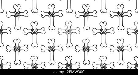 Halloween seamless vector Christ cross cross bone pattern isolated background wallpaper white Stock Vector